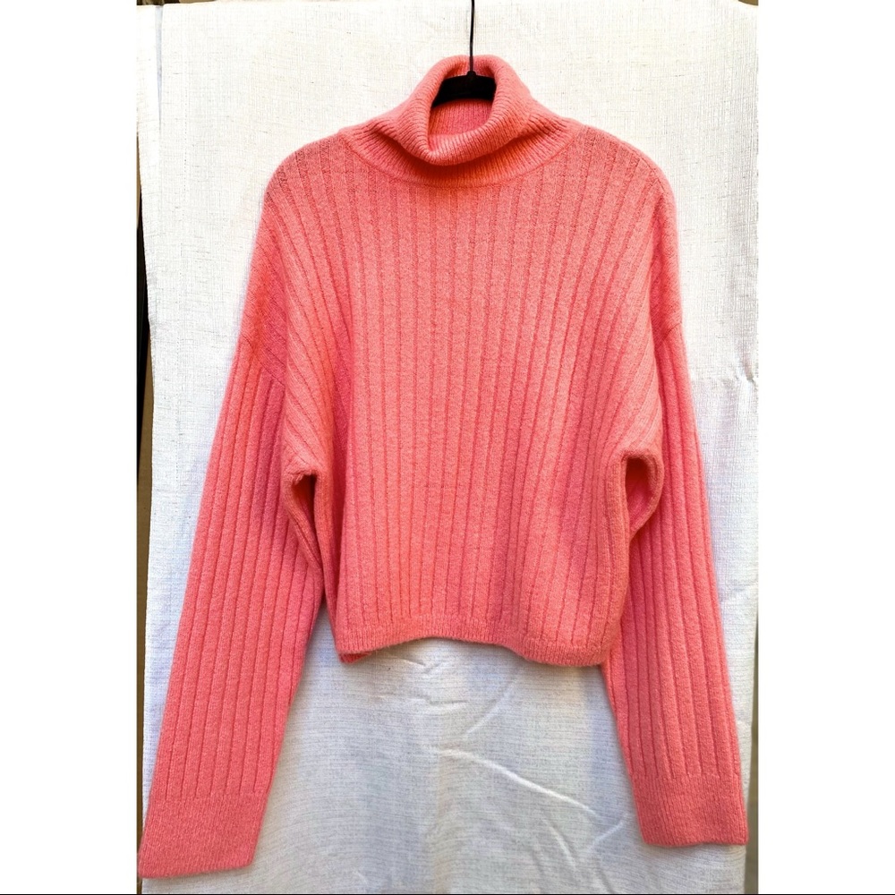 ASOS fluffy sweater with roll neck in pink!
